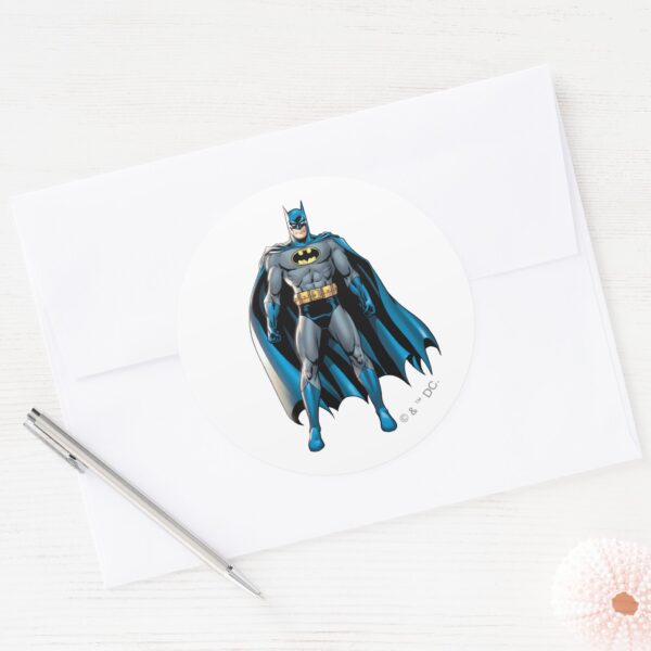 Batman_Heroic_Stance_Classic_Round_Sticker_3 Batman Heroic Stance Classic Round Sticker