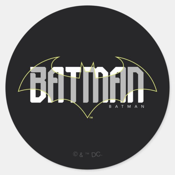 Batman_Hi-Tech_Name_Graphic_Classic_Round_Sticker_1 Batman Hi Tech Name Graphic Classic Round Sticker
