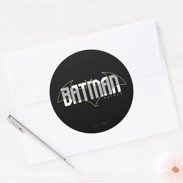 Batman_Hi-Tech_Name_Graphic_Classic_Round_Sticker_3 Batman Hi Tech Name Graphic Classic Round Sticker