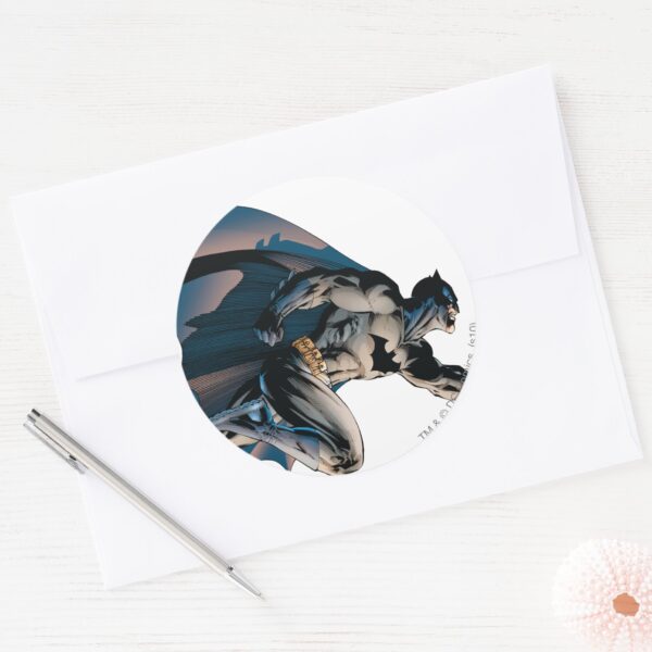 Batman_Leaping_Side_View_Classic_Round_Sticker_3 Batman Leaping Side View Classic Round Sticker