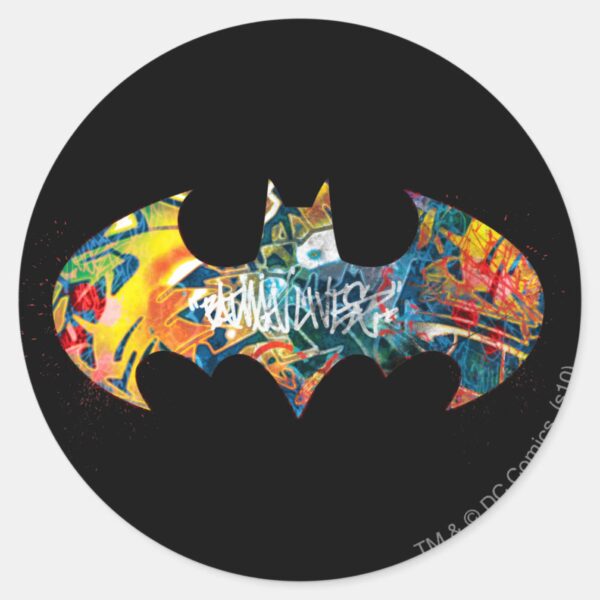 Batman_Logo_Neon_80's_Graffiti_Classic_Round_Sticker_1 Batman Logo Neon 80s Graffiti Classic Round Sticker