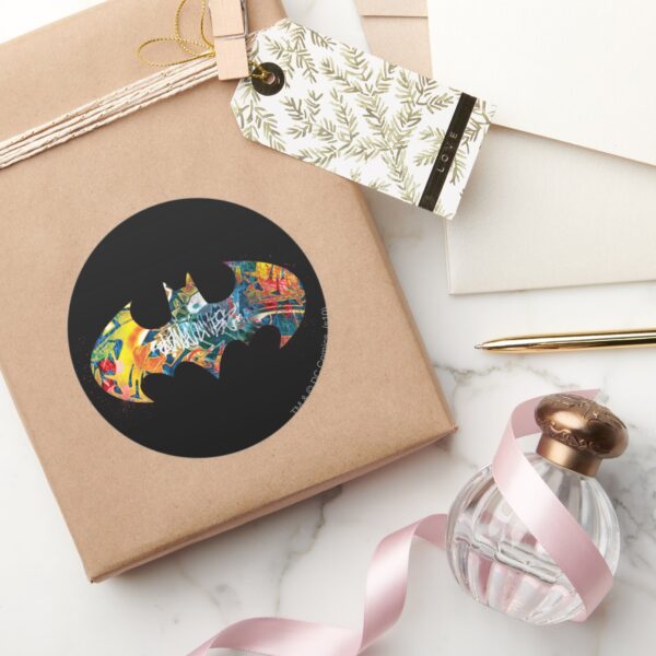 Batman_Logo_Neon_80's_Graffiti_Classic_Round_Sticker_5 Batman Logo Neon 80s Graffiti Classic Round Sticker