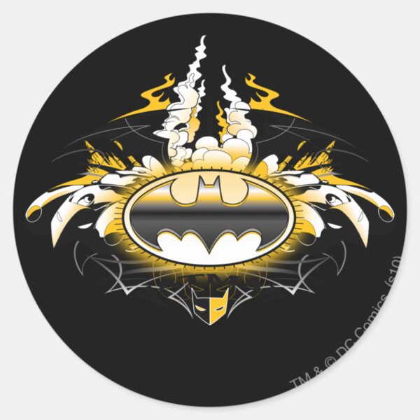 Batman_Logo_with_Cars_Classic_Round_Sticker_1 Batman Logo With Cars Classic Round Sticker