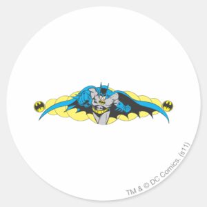 Batman_Lunges_Forward_Classic_Round_Sticker_1 Batman Lunges Forward Classic Round Sticker