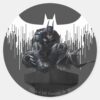 Batman Perched On A Pillar Classic Round Sticker