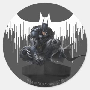 Batman Perched On A Pillar Classic Round Sticker