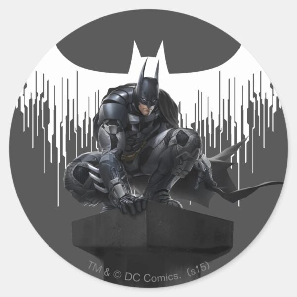 Batman Perched On A Pillar Classic Round Sticker