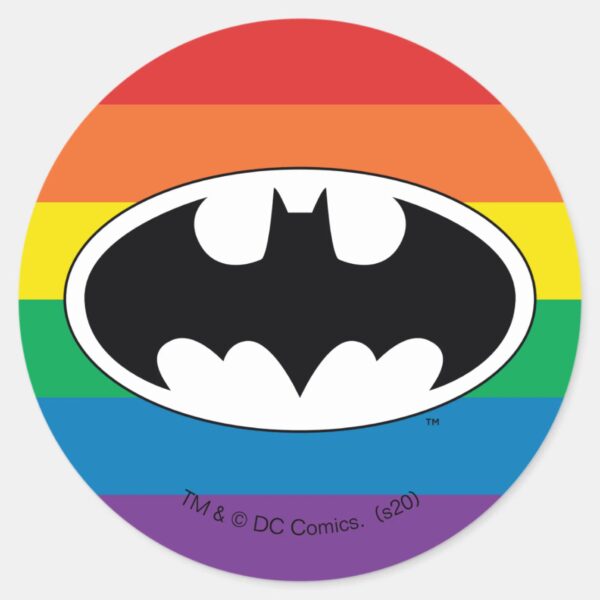 Batman_Rainbow_Logo_Classic_Round_Sticker_1 Batman Rainbow Logo Classic Round Sticker