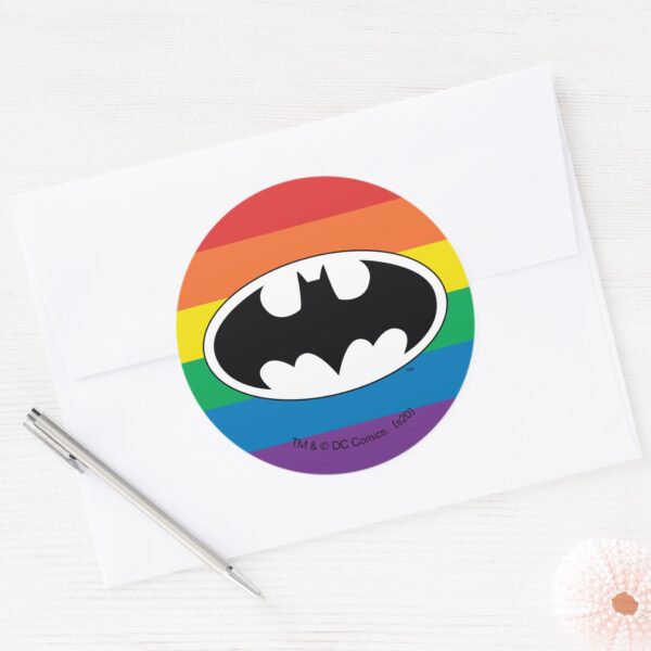 Batman_Rainbow_Logo_Classic_Round_Sticker_3 Batman Rainbow Logo Classic Round Sticker