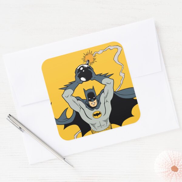 Batman_Running_With_Bomb_Square_Sticker_3 Batman Running With Bomb Square Sticker