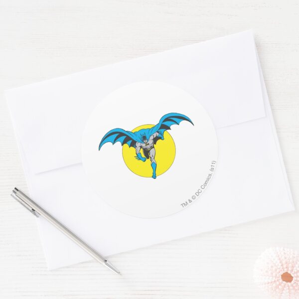 Batman_Runs_Forward_Classic_Round_Sticker_3 Batman Runs Forward Classic Round Sticker