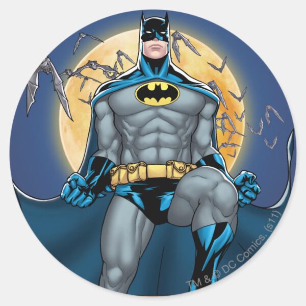 Batman_Scenes_-_Moon_Front_View_Classic_Round_Sticker_1 Batman Scenes Moon Front View Classic Round Sticker