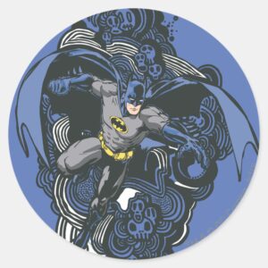 Batman Skulls Ink Doodle 2 Classic Round Sticker