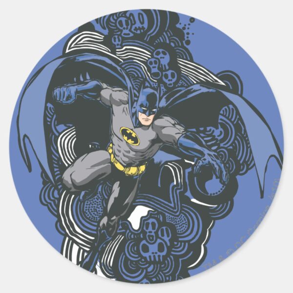 Batman_Skulls_Ink_Doodle_2_Classic_Round_Sticker_1 Batman Skulls Ink Doodle 2 Classic Round Sticker