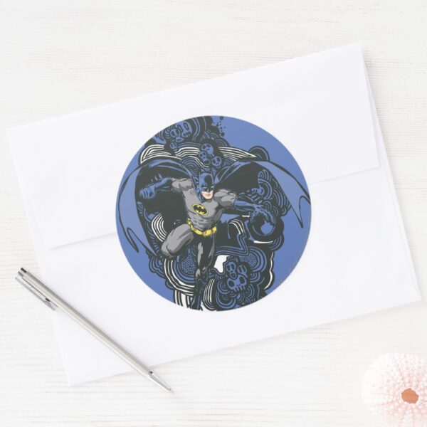 Batman_Skulls_Ink_Doodle_2_Classic_Round_Sticker_3 Batman Skulls Ink Doodle 2 Classic Round Sticker