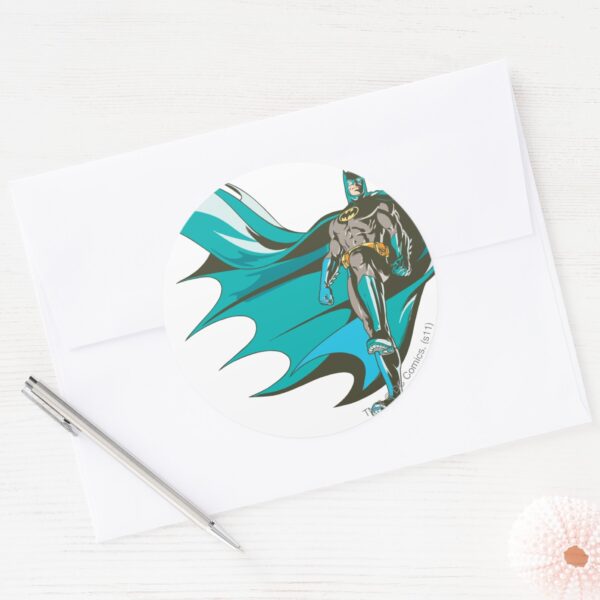 Batman_Standing_Classic_Round_Sticker_3 Batman Standing Classic Round Sticker