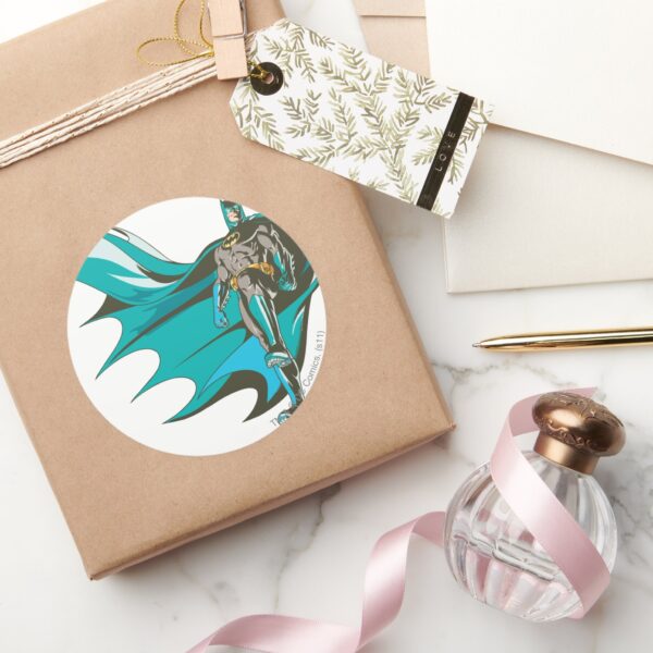 Batman_Standing_Classic_Round_Sticker_5 Batman Standing Classic Round Sticker