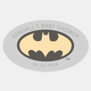 Batman Super Hero Baby Shower Oval Sticker