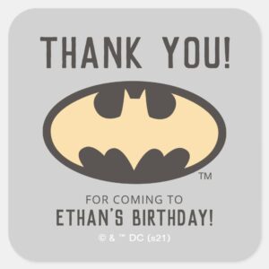 Batman Super Hero First Birthday Thank You Square Sticker