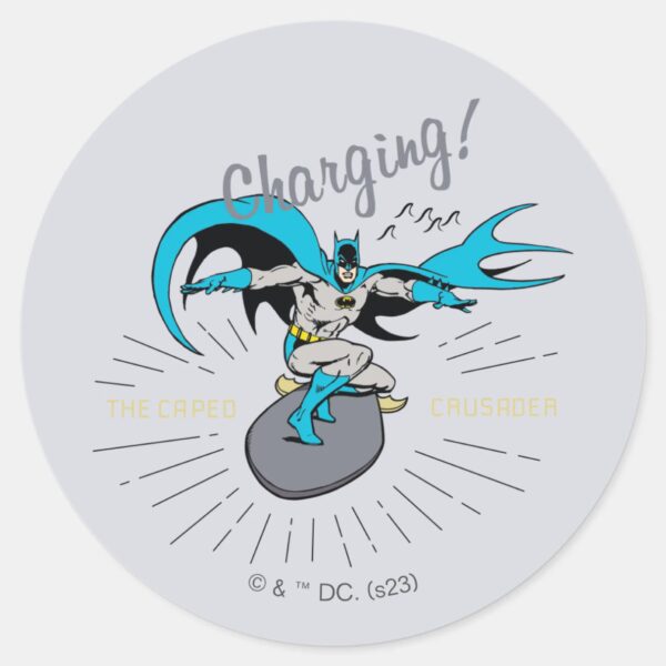 Batman_Surfing_-_Charging!_Classic_Round_Sticker_1 Batman Surfing Charging Classic Round Sticker