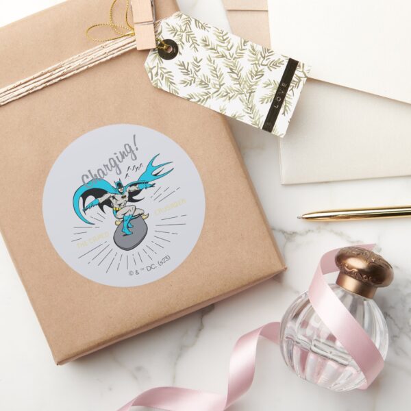 Batman_Surfing_-_Charging!_Classic_Round_Sticker_5 Batman Surfing Charging Classic Round Sticker