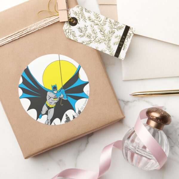 Batman_Swings_Classic_Round_Sticker_4 Batman Swings Classic Round Sticker