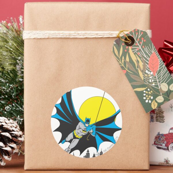 Batman_Swings_Classic_Round_Sticker_5 Batman Swings Classic Round Sticker