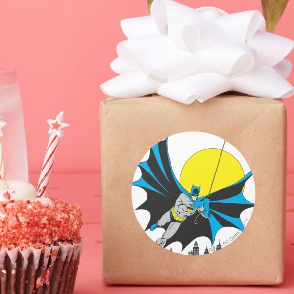 Batman_Swings_Classic_Round_Sticker_6 Batman Swings Classic Round Sticker