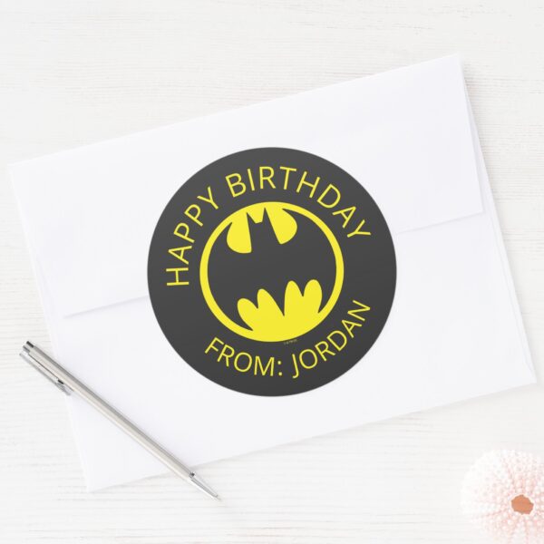 Batman_Symbol___Bat_Circle_Logo___Happy_Birthday_Classic_Round_Sticker_3 Batman Symbol Bat Circle Logo Happy Birthday Classic Round Sticker