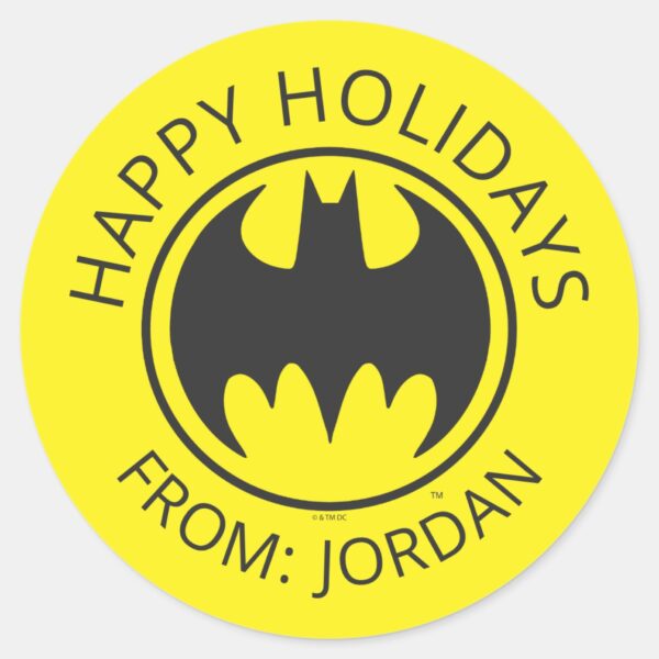 Batman_Symbol___Bat_Circle_Logo___Happy_Holidays_Classic_Round_Sticker_1 Batman Symbol Bat Circle Logo Happy Holidays Classic Round Sticker