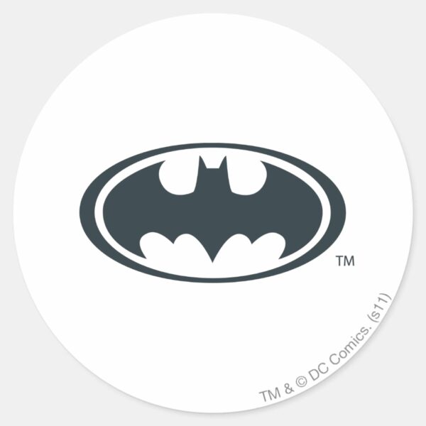 Batman Symbol Black And White Logo Classic Round Sticker
