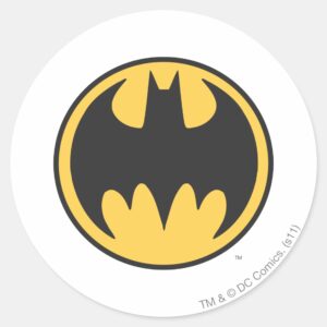 Batman Symbol Dark Yellow Circle Logo Classic Round Sticker