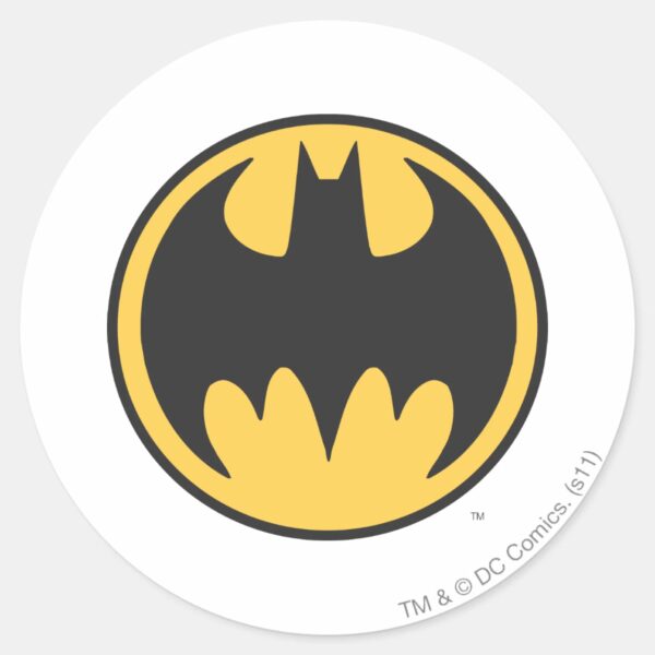 Batman Symbol Dark Yellow Circle Logo Classic Round Sticker
