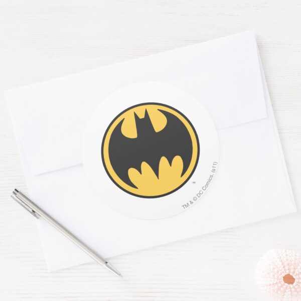 Batman Symbol Dark Yellow Circle Logo Classic Round Sticker