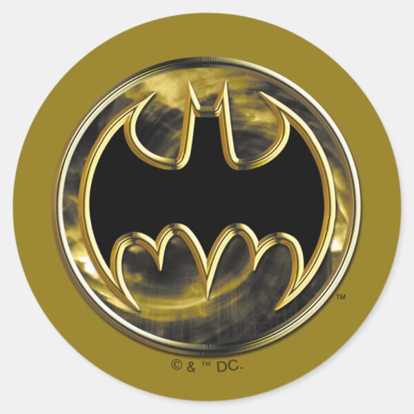 Batman Symbol Gold Logo Classic Round Sticker