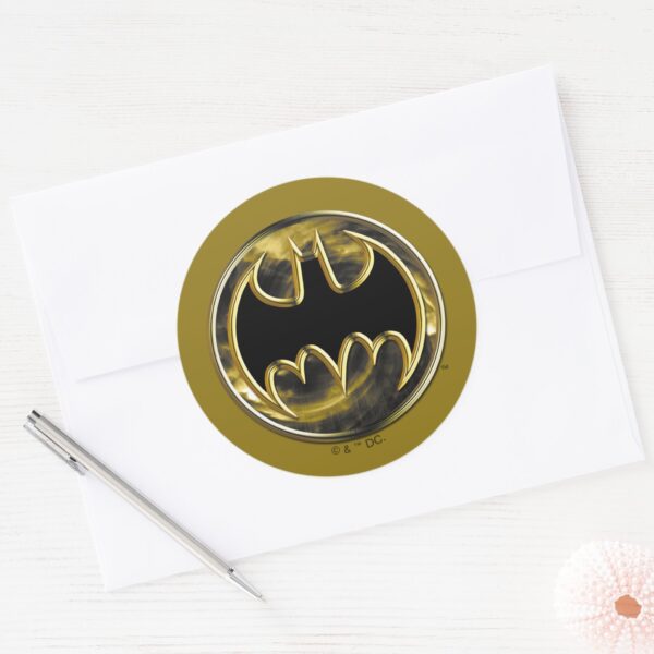 Batman Symbol Gold Logo Classic Round Sticker