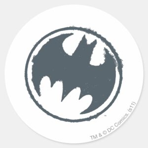 Batman Symbol Gray Grunge Logo Classic Round Sticker