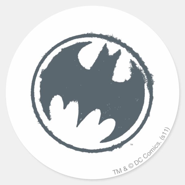 Batman Symbol Gray Grunge Logo Classic Round Sticker