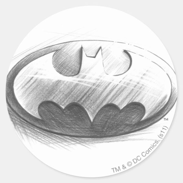 Batman Symbol Insignia Drawing Logo Classic Round Sticker