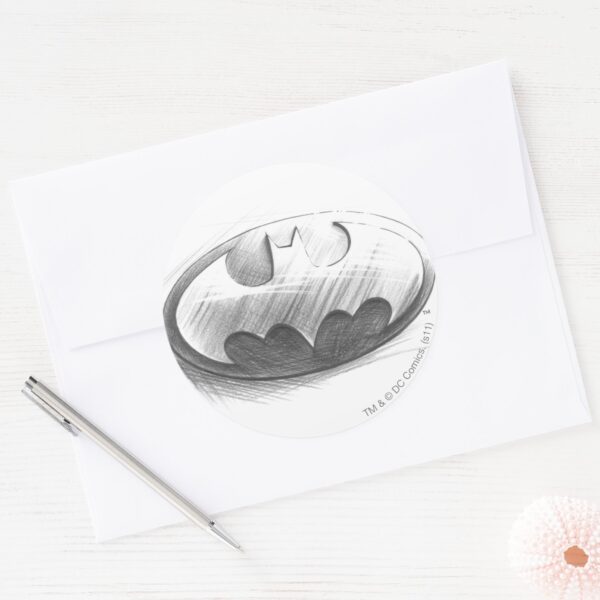 Batman Symbol Insignia Drawing Logo Classic Round Sticker