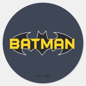 Batman Symbol Name Yellow Black Logo Classic Round Sticker