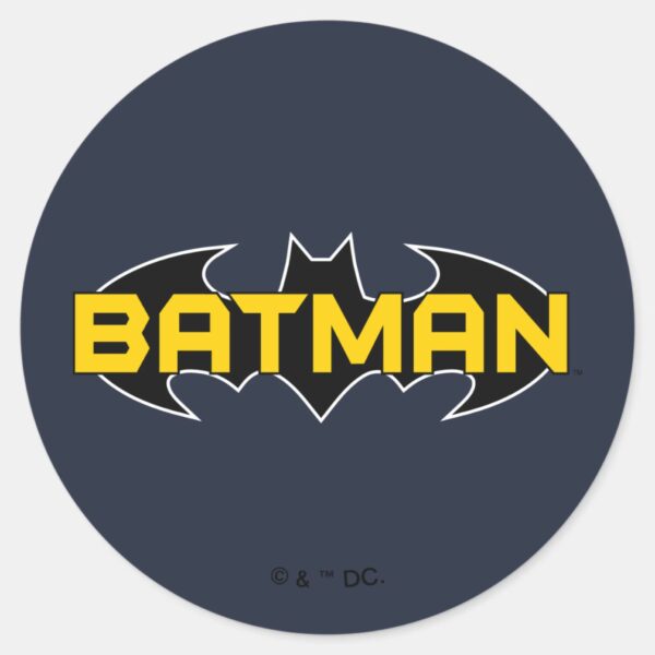 Batman Symbol Name Yellow Black Logo Classic Round Sticker