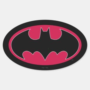 Batman Symbol Red Black Logo Oval Sticker