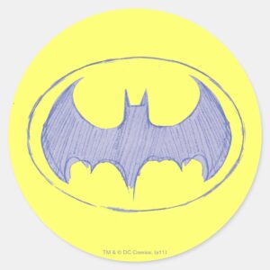 Batman Symbol Sketchbook Purple Logo Classic Round Sticker