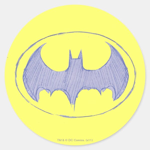 Batman Symbol Sketchbook Purple Logo Classic Round Sticker