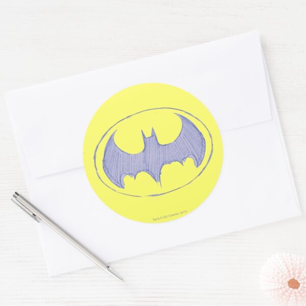 Batman Symbol Sketchbook Purple Logo Classic Round Sticker