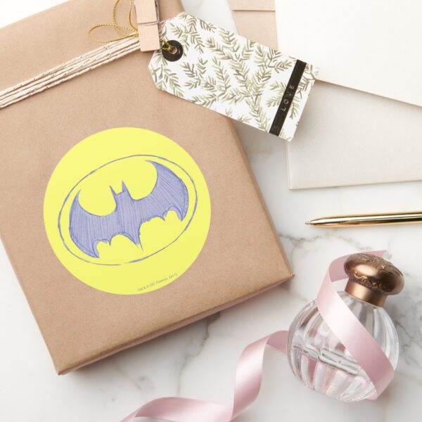 Batman Symbol Sketchbook Purple Logo Classic Round Sticker