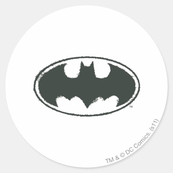 Batman_Symbol___Spray_Black_White_Logo_Classic_Round_Sticker_1 Batman Symbol Spray Black White Logo Classic Round Sticker