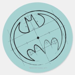 Batman Symbol Technical Sketch Logo Classic Round Sticker