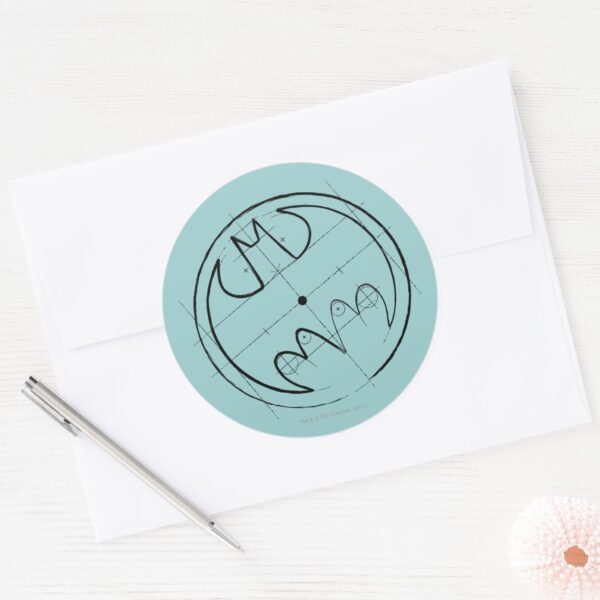 Batman_Symbol___Technical_Sketch_Logo_Classic_Round_Sticker_3 Batman Symbol Technical Sketch Logo Classic Round Sticker